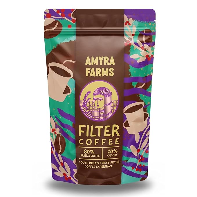 Amyra Farms Kaapi Blend | South Indian Filter Coffee | 100% Arabica | 80% Coffee 20% Chicory 50G