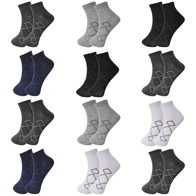 London Hills men socks ankle length || ankle socks for men || sports socks for men || cotton socks for men ankle length Assorted (Pack of 12)