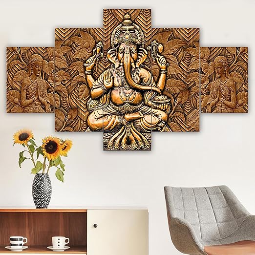 Radhavallabh crafts Set of Five MDF Framed 3D Wall Painting for Home Decoration, Big Size Painting for Living Room, Bedroom (17x30 inches) 9