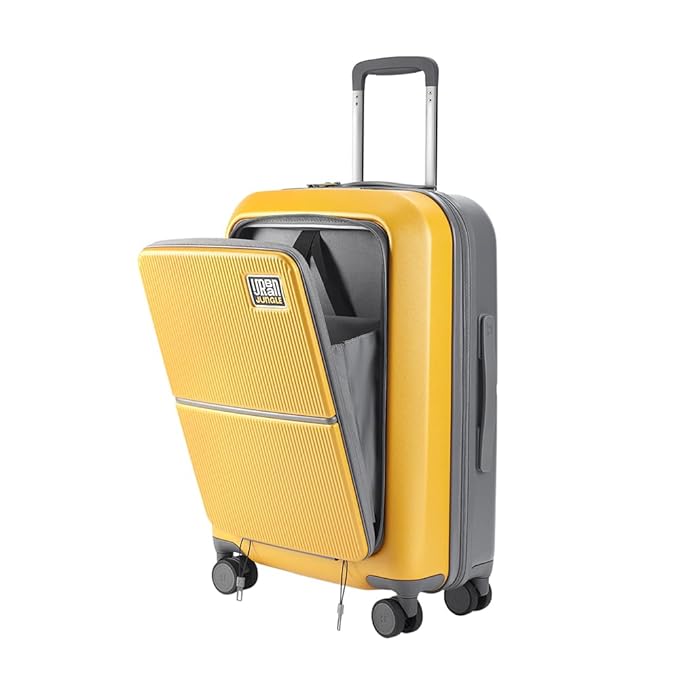 Urban Jungle by Safari Cabin Trolley Bag with Laptop Compartment, Hardside Polycarbonate Small (59 cm) Suitcase with USB Charging Port, TSA Lock Travelling Luggage for Men & Women | Goldenrod Yellow