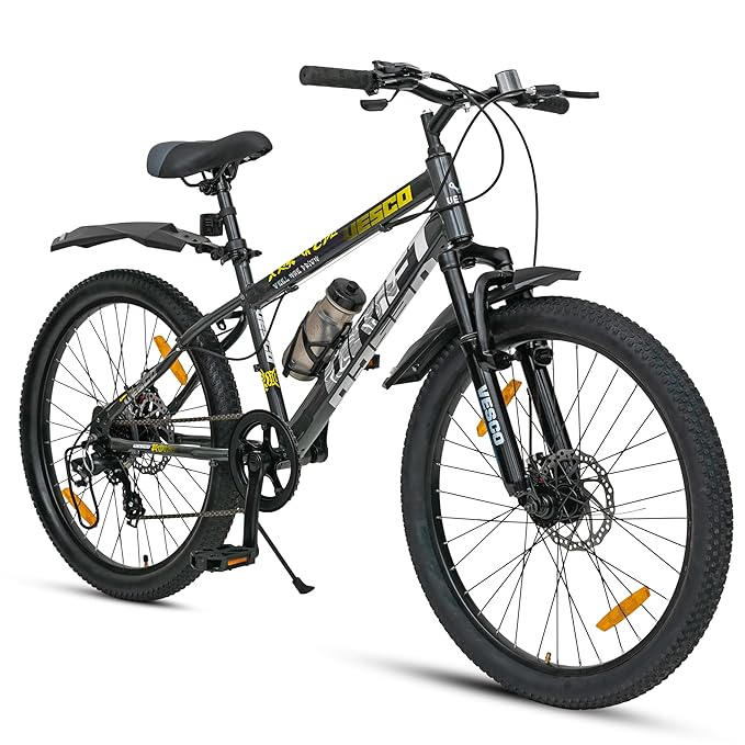 VESCO Drift 26T Cycle 7 Speed Gear | Cycle for Men/Boys 15+ Age | 18 inch Frame | Mountain Bicycle with Front Suspension & Dual Disc Brakes | Ideal for Men/Women (Charcoal Grey)