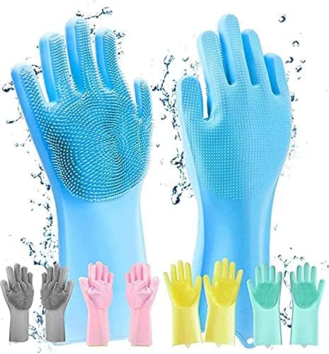 Silicone Hand Gloves for Dishwashing, Kitchen, Bathroom, and Car Cleaning - Reusable and Durable Cleaning Gloves with Heat Resistance Waterproof and Durable