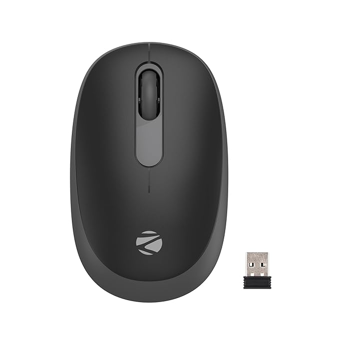 ZEBRONICS Groot Wireless Mouse, Dual Mode (2.4GHz + BT), Upto 1600 DPI, Silent Operation, 3 Buttons, Comfortable & Ergonomic, for Mac | Laptop | Computer, with 2 Years Warranty (Black)