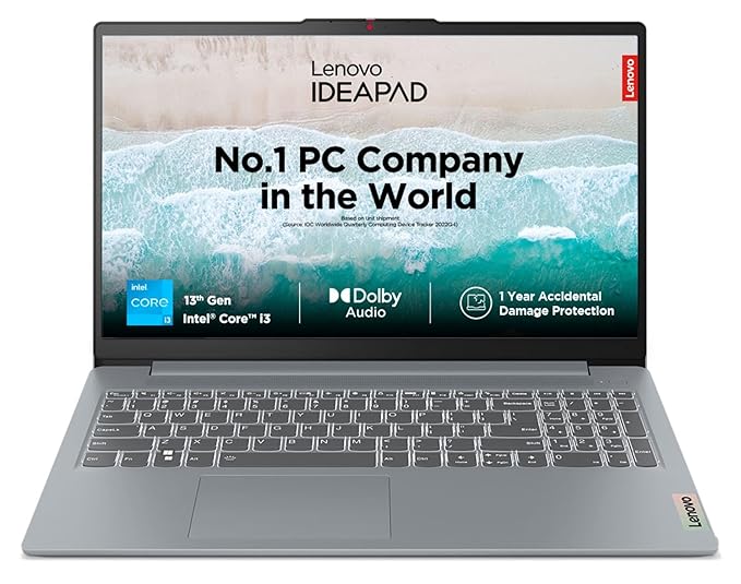 Lenovo IdeaPad Slim 3 13th Gen Intel Core i3-1305U 15.6 inch (39.6cm) FHD Laptop (8GB/512GB SSD/Windows 11/Office 2021/Alexa Built-in/1Yr ADP Free/3 Month Game Pass/Arctic Grey/1.62Kg), 82X700C8IN