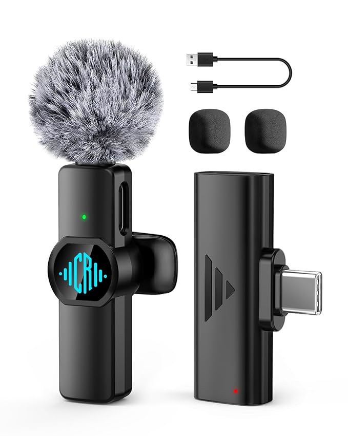 [Apply Coupon] - CEROAN Mic for YouTube Wireless, Smart Noise Cancellation Wireless Microphone, Plug and Play, 30-Meter Transmission Range, Lapel Microphone for Recording, Live Streaming, Supports Type-C Android