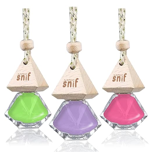 [Apply Coupon] - The Old Natural Snif Diamond Hanging Car Perfume Combo Pack | Long Lasting Car Freshener with Refill Pack | Combo - Pack of 3 (Jazzy Jasmine, Romantic Rose and Lavender Love)