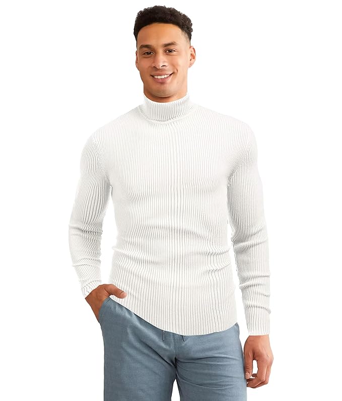 [Size: XL] - JUARI BE A GENTLEMAN Men's Ribbed Turtleneck Sweater, Long Sleeve