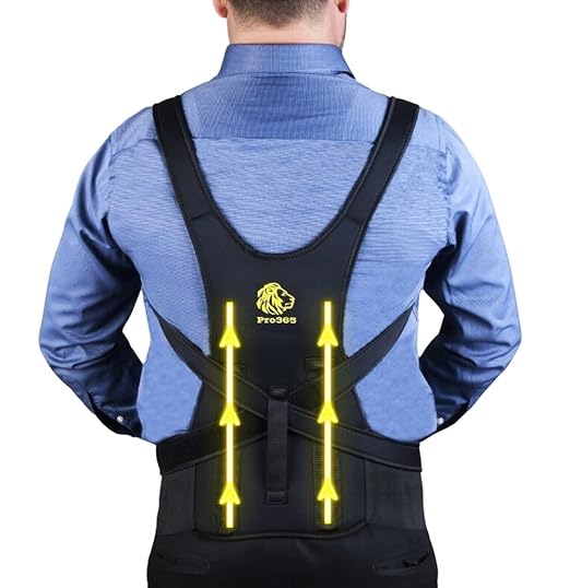 PRO365 Freesize Posture Corrector Back Support, Spine Alignment Tube Inserts for Men and Women S-XLarge, Neoprene Premium Body-Hugging Fabric