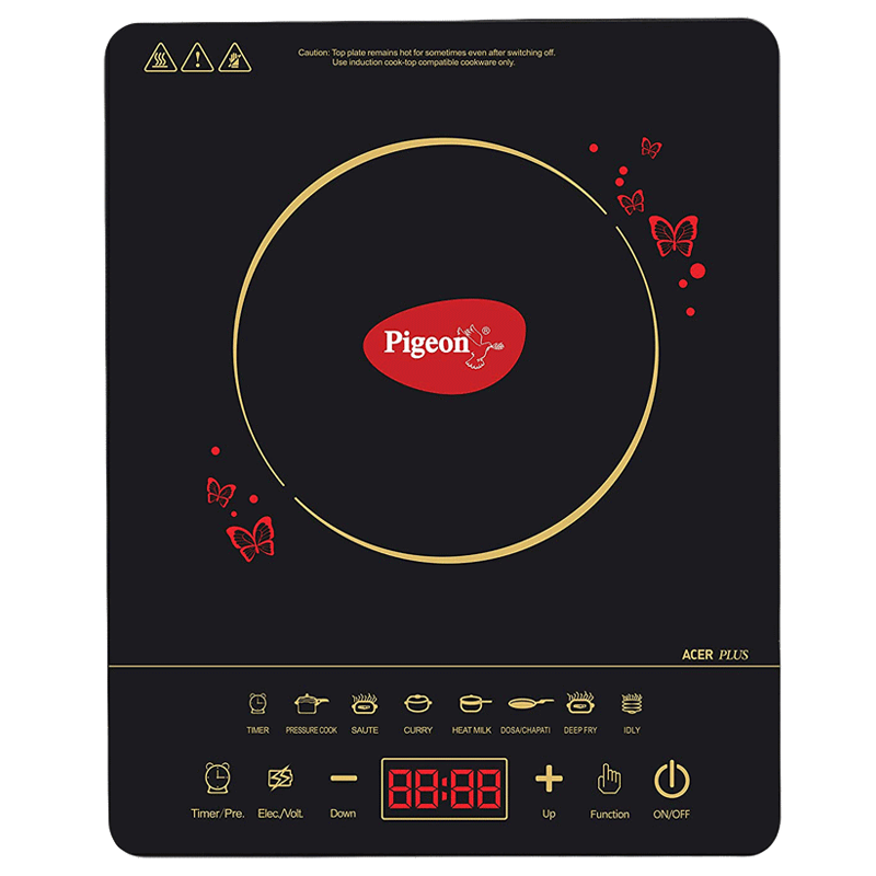 Pigeon Acer Plus ABS Plastic 1800 Watts Induction Cooktop (Auto Shut-off, 14429, Black)