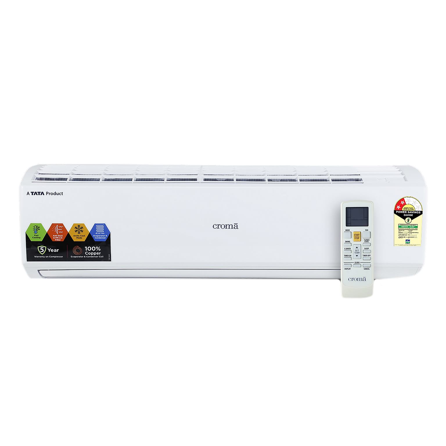 Croma 1 Ton 2 Star Split AC (2022 Model, Copper Condenser, Dust Filter, CRLASA0123T0231)