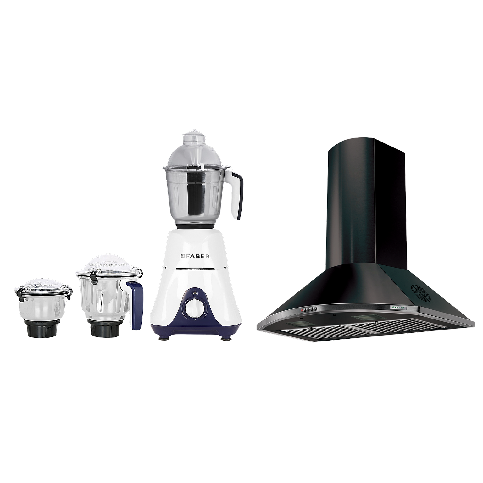 Faber Hood Tender 3D PB BK 60 1095 m³/hr 60cm Wall Mount Chimney and Mixer Grinder Combo (3D Suction Technology, 325.0672.379, Black)