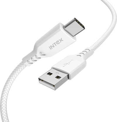 Intex Type C 3 A 1 m Durable Nylon Braided Cable Speed 3.0C 1M  (Compatible with Mobile, White, One Cable)