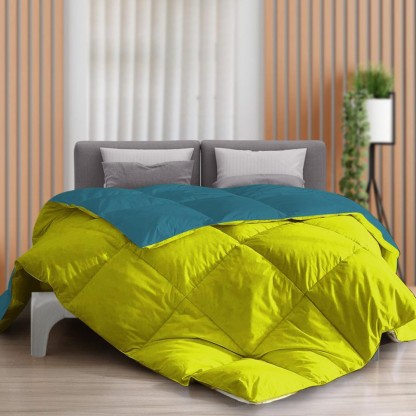 The Sleep Company Solid Double Comforter for  Heavy Winter  (Microfiber, Neon Lime & Teal Green)