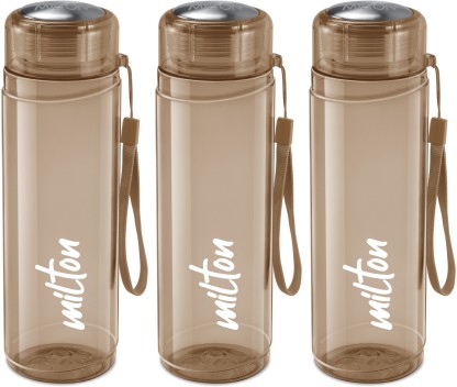 MILTON Hector 1000 Pet Water Bottle Set of 3, 1000 ml Each, Brown | Gift Set 1000 ml Bottle  (Pack of 3, Brown, Plastic)