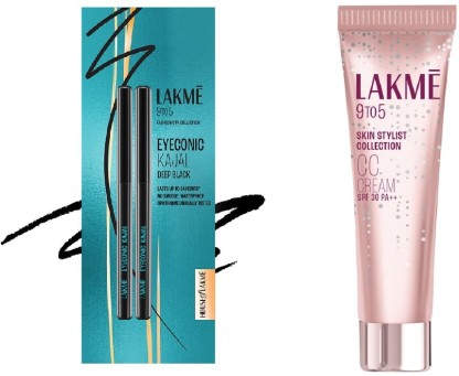 Lakmé 9 to 5 Complexion Care Face Cream Beige + Eyeconic Kajal Black - Twin Pack  (2 Items in the set)