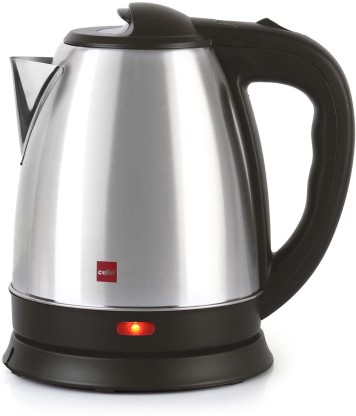 cello Quick Boil Portable Stainless Steel Electric Kettle  (1.5 L, Silver, Black)