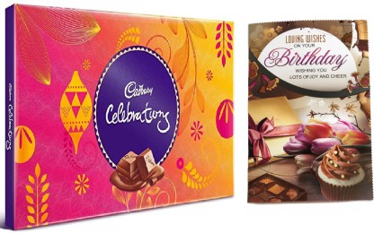 Cadbury Special Gift For Birthday|Celebration Gift Pack Chocolates With Attractive Birthday Greeting Card Combo  (Cadbury Celebration Gift Pack Chocolate -1, Birthday Greeting Card- 1)