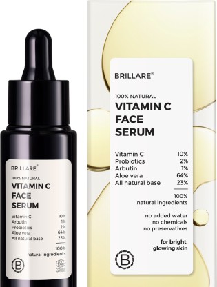 BRILLARE 10% Vitamin C Face Serum, Bright & Glowing Skin, with Probiotics & Aloe Vera  (30 ml)