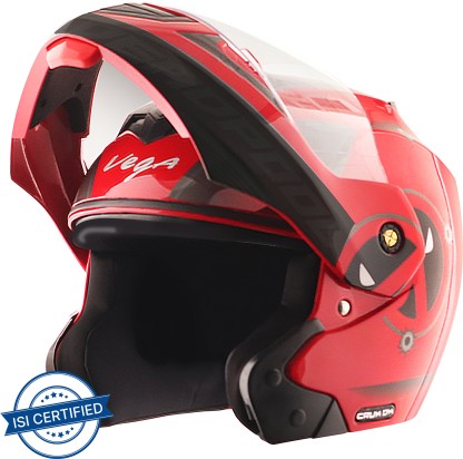 VEGA Crux Marvel Deadpool Edition Motorbike Helmet  (Red Black)