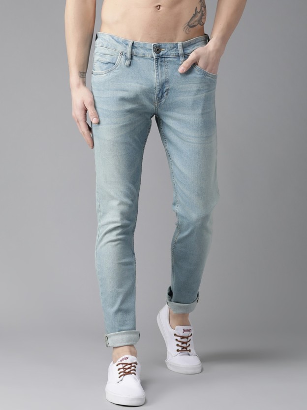 Men Skinny Mid Rise Blue Jeans