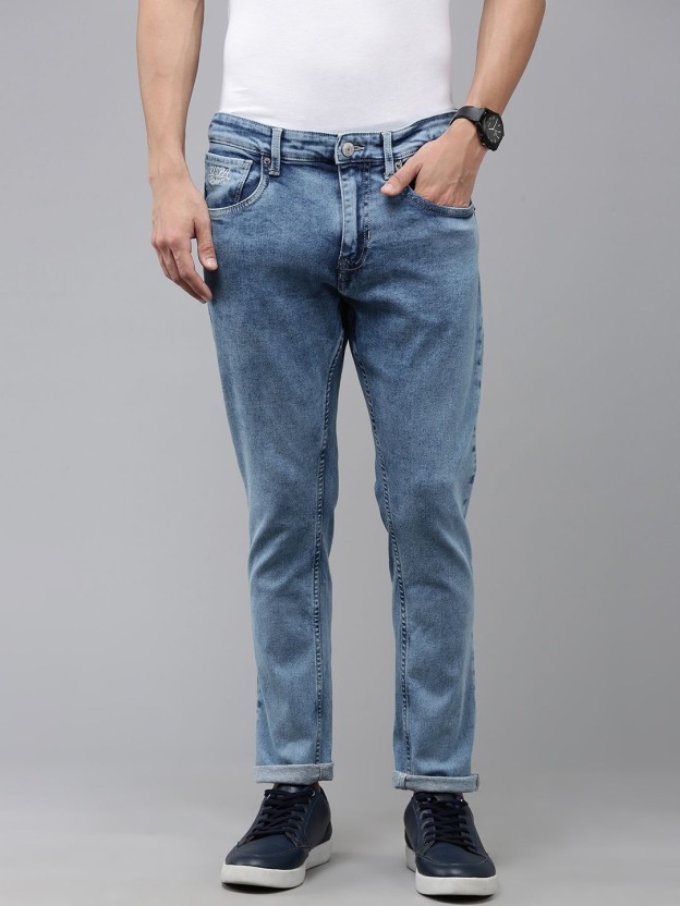 Men Slim Mid Rise Blue Jeans