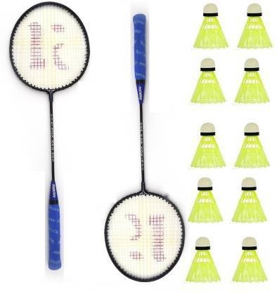 CLOVERBYTE Badminton kit Set Of 2 Piece Racquet with 10 Piece Plastic ShuttleCock Badminton Kit