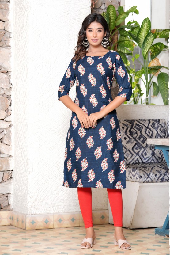 Women Printed Crepe Straight Kurta  (Green)