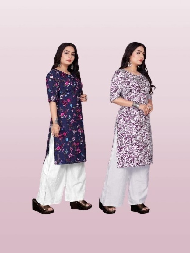 Women Printed Viscose Rayon A-line Kurta  (Blue)