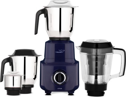 V-Guard Sturdy QuadraFlow Design Juicer Jar 750 W Juicer Mixer Grinder  (Citius | 4 Jars | Precision Blend Stainless Steel Blades | Blue)