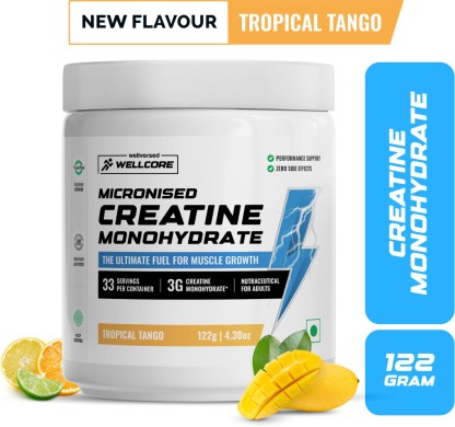 Wellcore Micronised Creatine Monohydrate | Lab Tested | Enhanced Absorption | 100% Pure Creatine  (122 g, Tropical Tango)