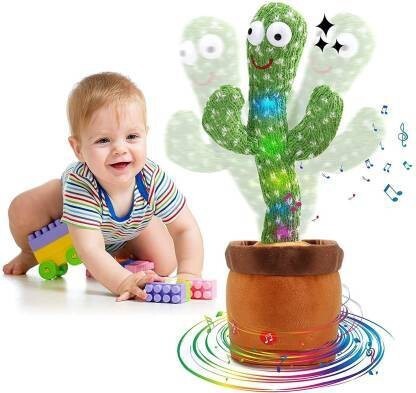 TrueBucks Cactus Talking Toy Dancing Cactus Repeats What You Say,Electronic Plush Toy with Lighting,Singing Cactus Recording and Repeat Your Words for Education Toys,Singing Cactus Toy (120 Cheery Songs Included) (Green)  (Multicolor)