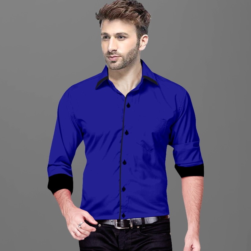 Men Regular Fit Solid Spread Collar Casual Shirt