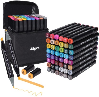 Akvanar Marker Pen 48 PCS Drawing set Nib Sketch Pens  (Set of 1, Multicolor)