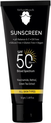 UrbanMooch Sunscreen - SPF 50 PA+++ Sunscreen SPF 50 with Niacinamide & Retinol | PA+++ | UVA UVB Sun Protection  (50 g)