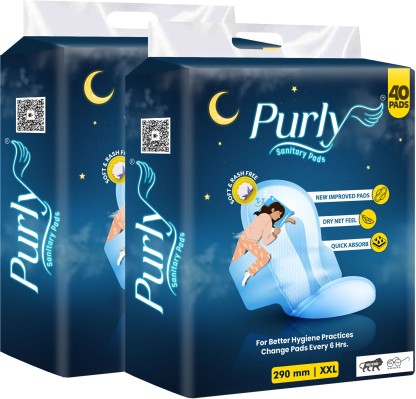 Purly ýPads for Heavy Flow,Ultimate Protection,Locks Odour&Wetness XXL 290mm(80 Pads) Sanitary Pad  (Pack of 80)