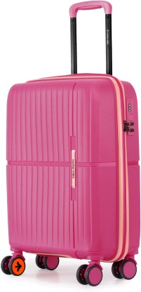 Small Cabin Suitcase (55 cm) 8 Wheels - Springfield Hard-Sided Polypropylene Cabin Luggage Pink 55cm Trolley Bag - Pink