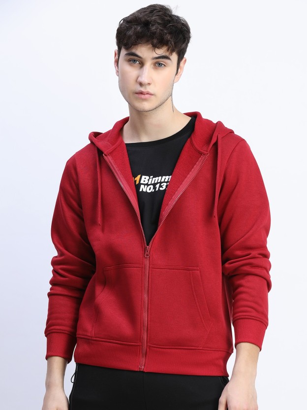 Men Full Sleeve Solid Hooded Sweatshirt