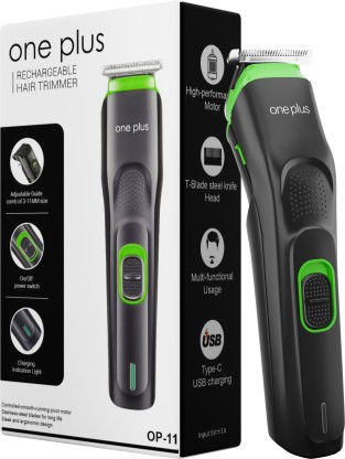 One Plus OP 11 Cordless Professional Hair Trimmer Titanium coated blade waterproof Trimmer 120 min  Runtime 12 Length Settings  (Black)