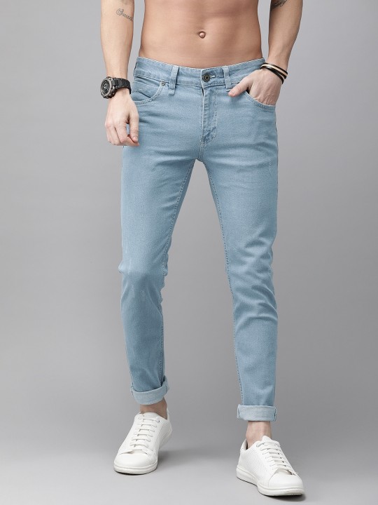 Roadster - GreenTurn Men Blue Skinny Fit Mid-Rise Mildly Distressed Save Water Stretchable Sustainable Jeans