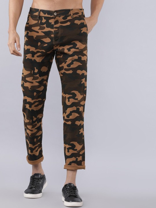 HIGHLANDER - Men Green & Brown Slim Fit Camouflage Printed Chinos