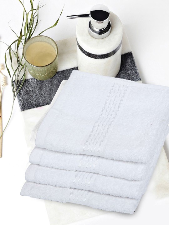 KOPA - LORENA Unisex Set Of 4 Solid 380 GSM Pure Cotton Super-Soft Terry Face Towels