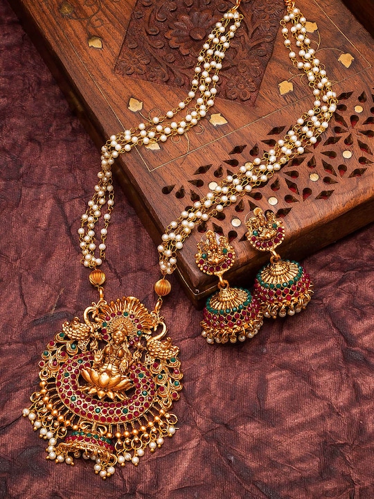 aadita - Gold-Plated Gold-Toned Choker Necklace Jewellery Set