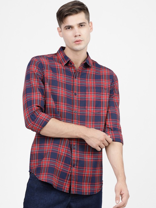 KETCH - Men Slim Fit Tartan Checks Casual Shirt