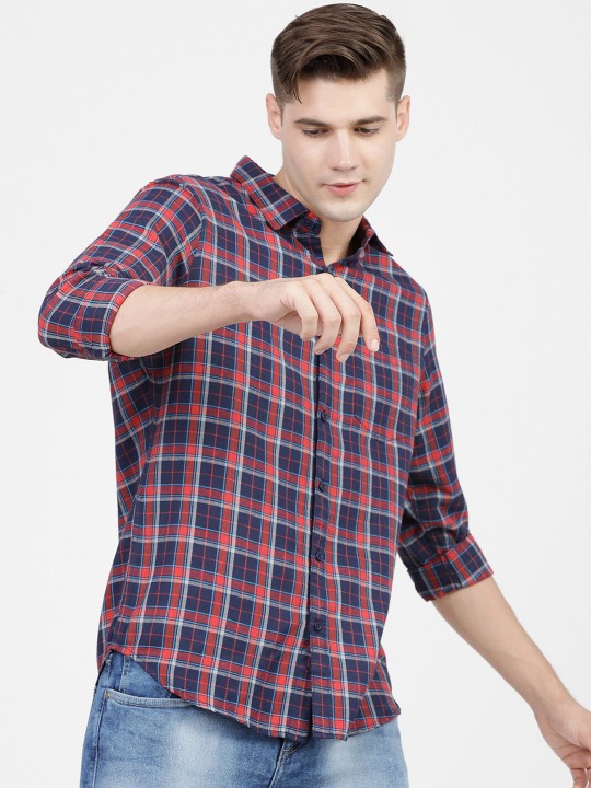 KETCH - Slim Fit Tartan Checked Casual Shirt