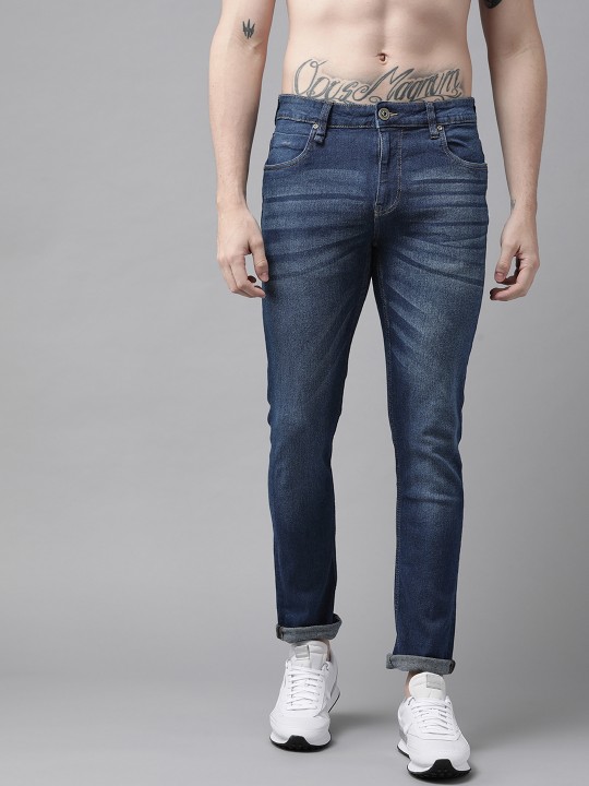 Roadster - Men Navy Blue Light Fade Stretchable Jeans