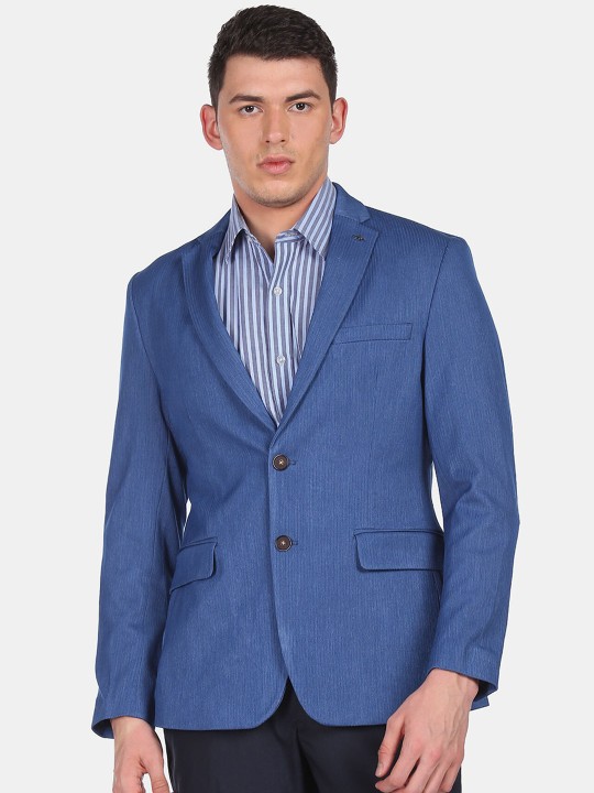 Arrow - Men Blue Solid Slim-Fit Single-Breasted Formal Blazer