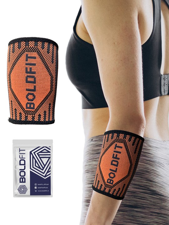 BOLDFIT - Unisex Orange Coloured Printed Wrist Support Sweatband