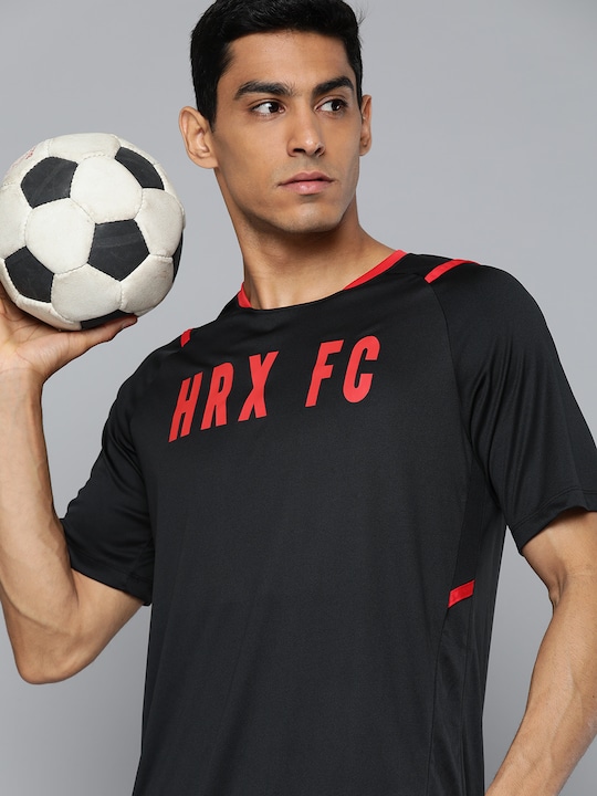 HRX by Hrithik Roshan - Brand Logo Printed Rapid-Dry Football T-shirt