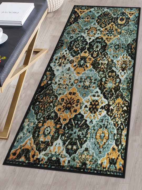 Story@home - Blue & Brown Printed Anti-skid Floor Carpet