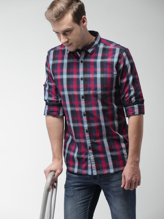 HIGHLANDER - Men Slim Fit Checked Casual Shirt